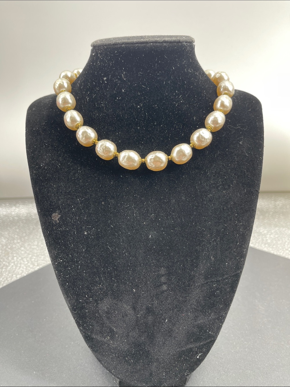 Miriam Haskell Faux Baroque Nacre Pearl Choker Necklace